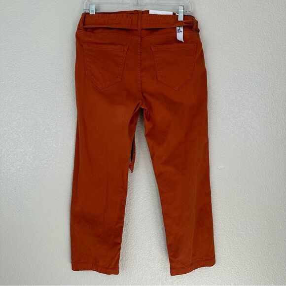 NWT Kensie Jeans Orange High Rise Tie Belt Straight Leg, Sz 4/27 - Picture 5 of 12